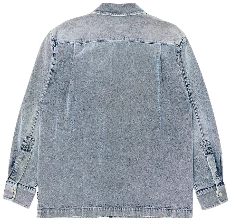 Denim Long-Sleeve Shirt in Medium Blue