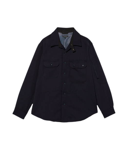 CPO Shirt Jacket in Dark Navy Heavy Wool Elastique