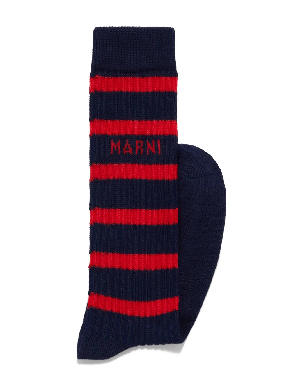 Striped Ribbed Socks in Navy/Red