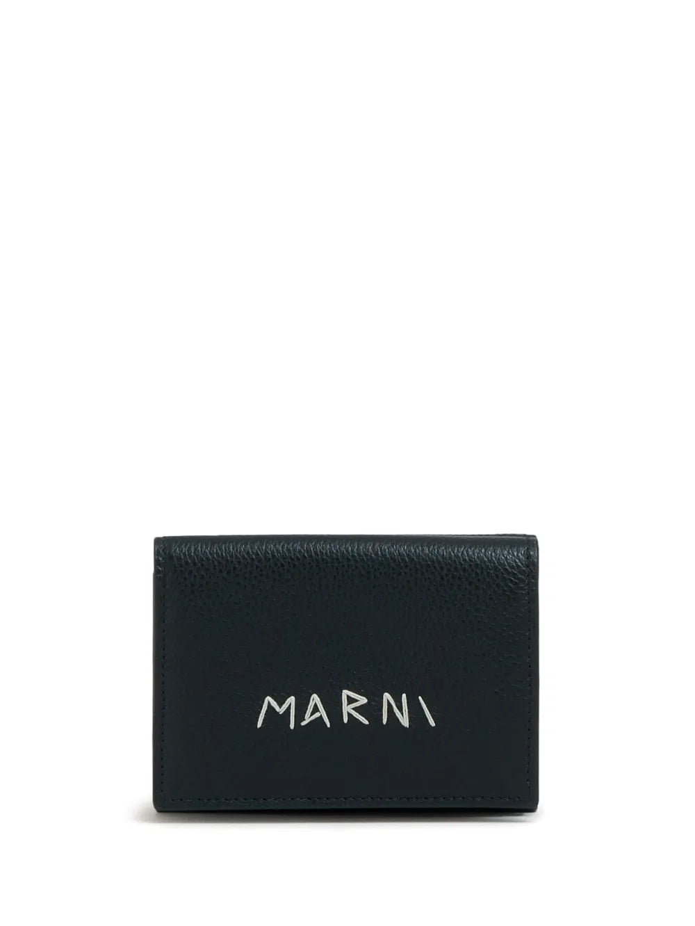 Logo-Embroidered Leather Wallet in Black