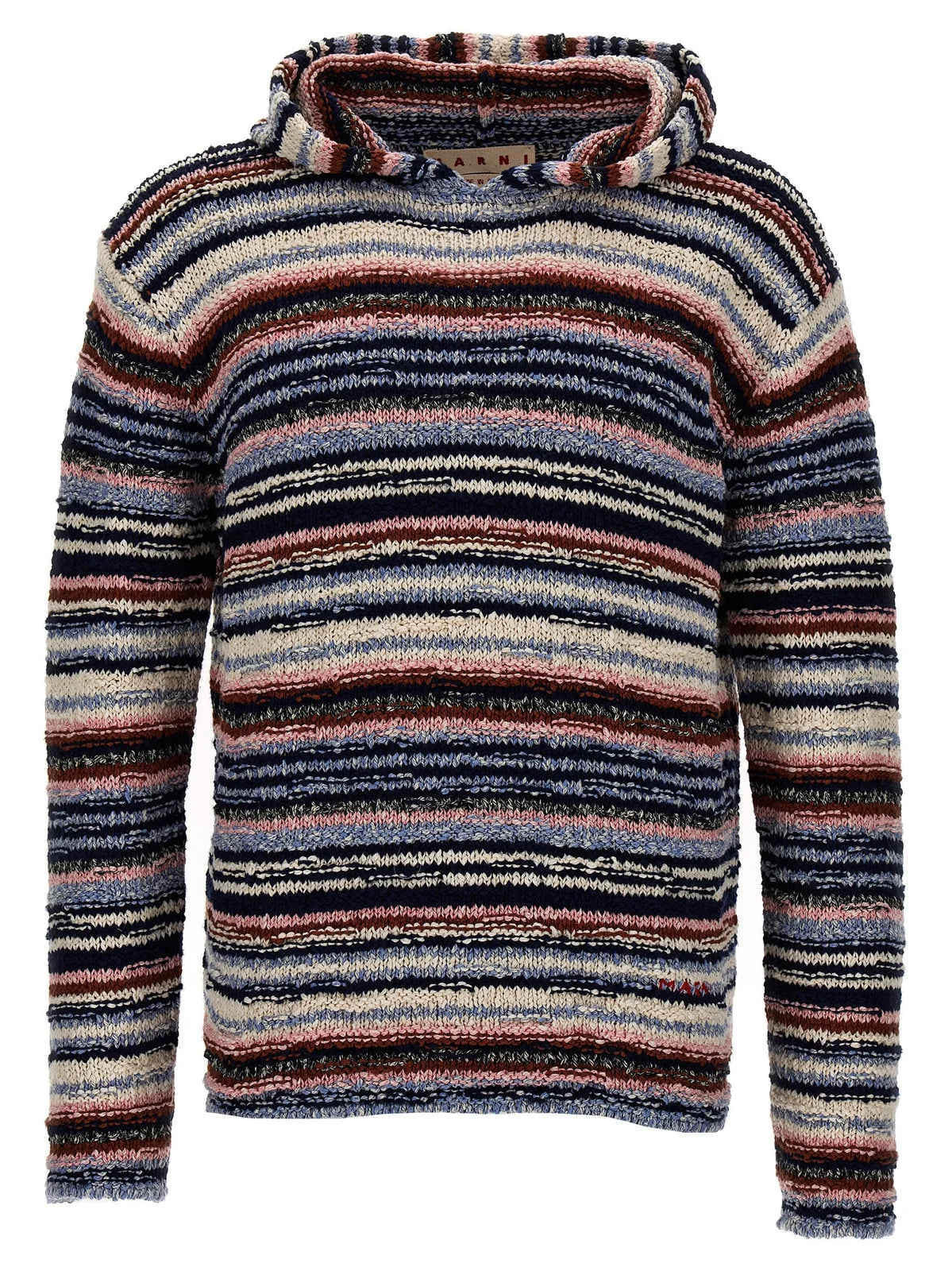 Striped Hooded Knitted Jumper in Opal