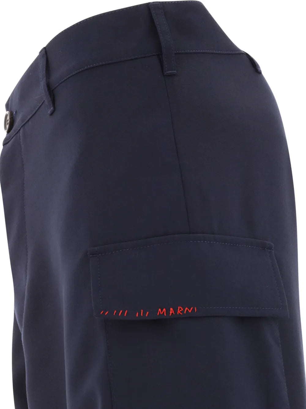 Logo-Embroidered Cargo Trousers in Deep Blue