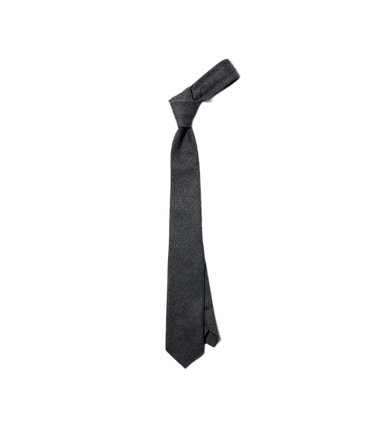 Neck Tie in Charcoal High Count Worsted Wool