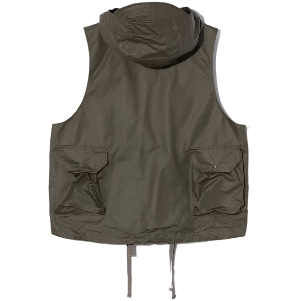 Field Vest in Olive Nyco Coated Cloth