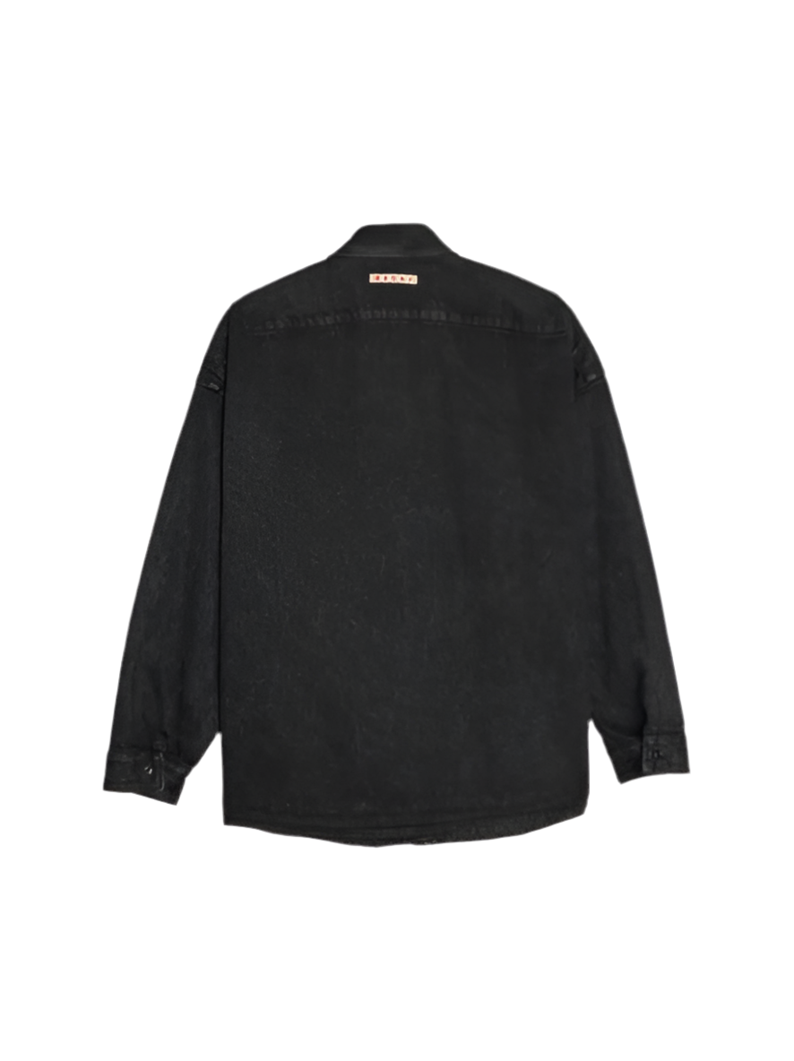 Marble Dyed Denim Shirt in Black