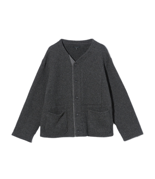 Knit Cardigan in Charcoal Wool Poly