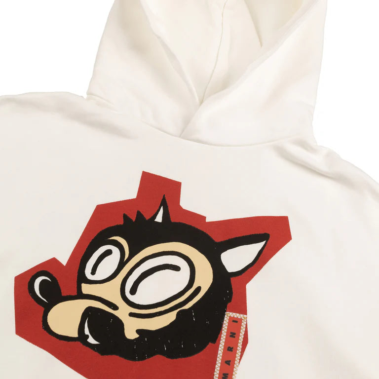 Graphic Hooded Sweatshirt in White