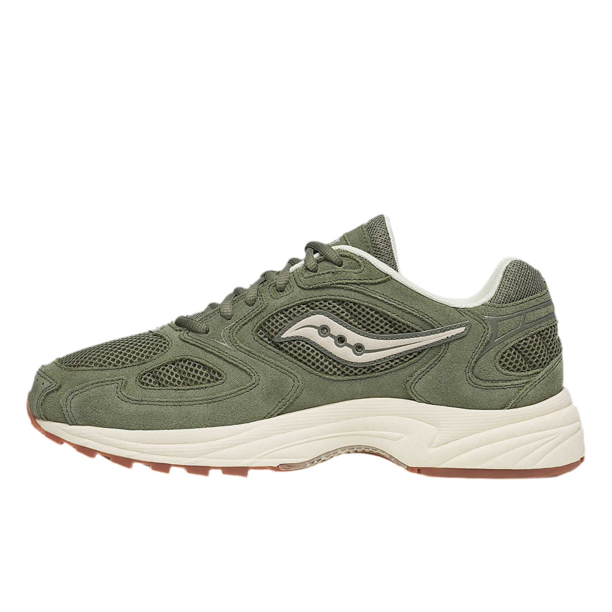 Grid Jazz 9 Suede in Olive/Off White