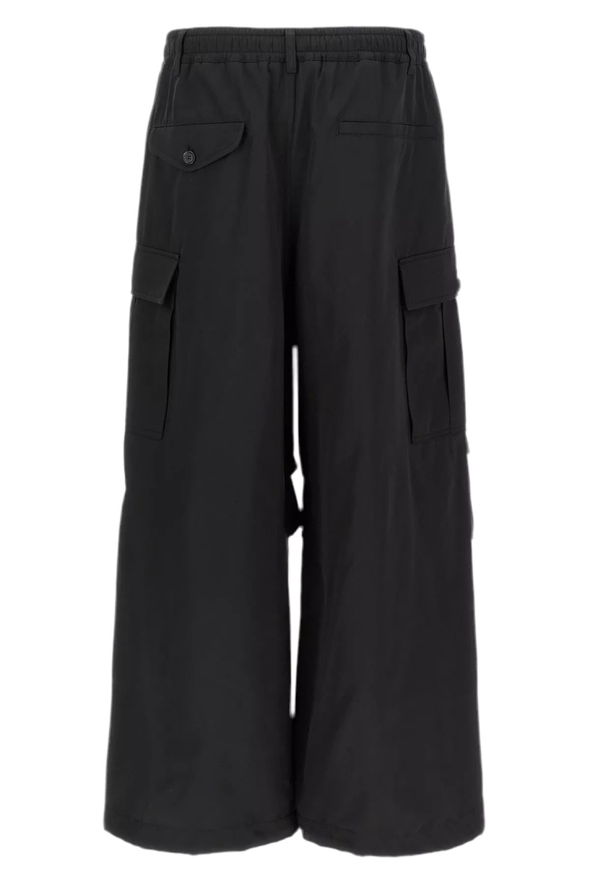 Water-Repellent Taffeta Wide-Leg Cargo Pants in Black