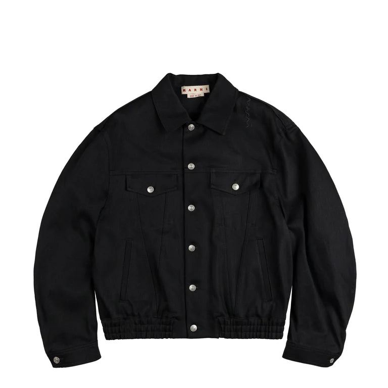 Yarn Dyed Cotton Denim Jacket in Black www.manifest.us