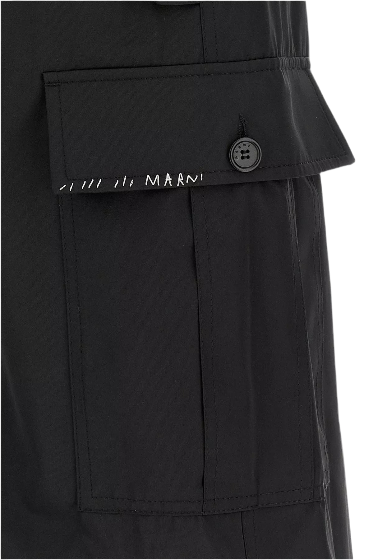 Water-Repellent Taffeta Wide-Leg Cargo Pants in Black