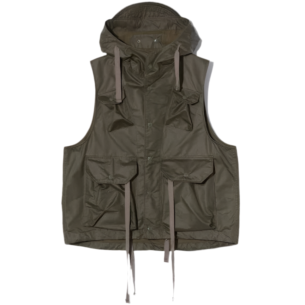 Field Vest in Olive Nyco Coated Cloth