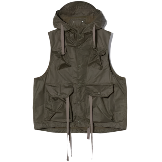 Field Vest in Olive Nyco Coated Cloth
