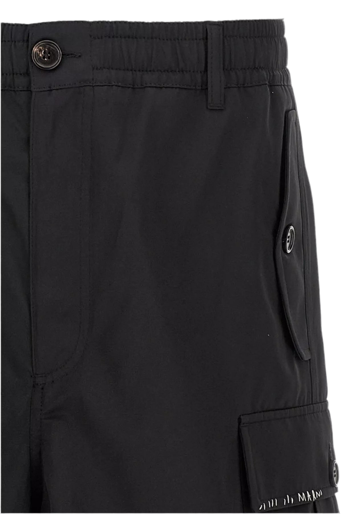 Water-Repellent Taffeta Wide-Leg Cargo Pants in Black