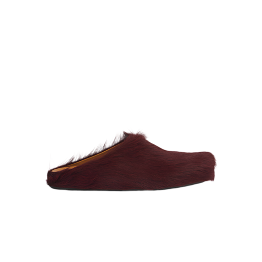 Fussbett Sabot Clog in Red Long Haircalfskin