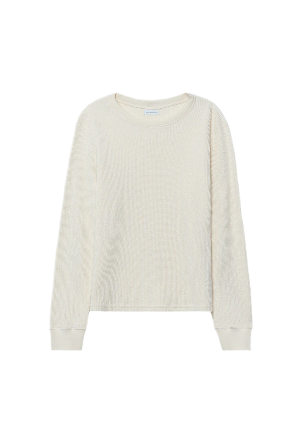 Wool Waffle Knit Crew in Ivory