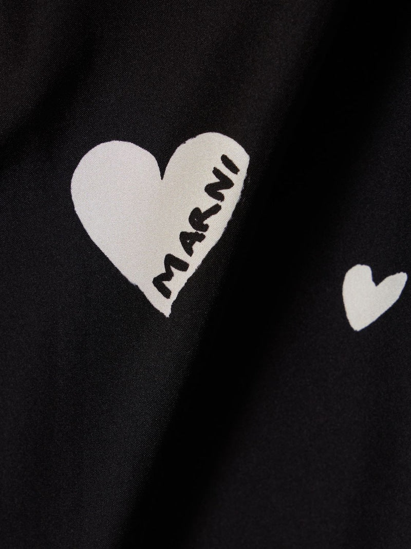Heart Silk Shirt in Black
