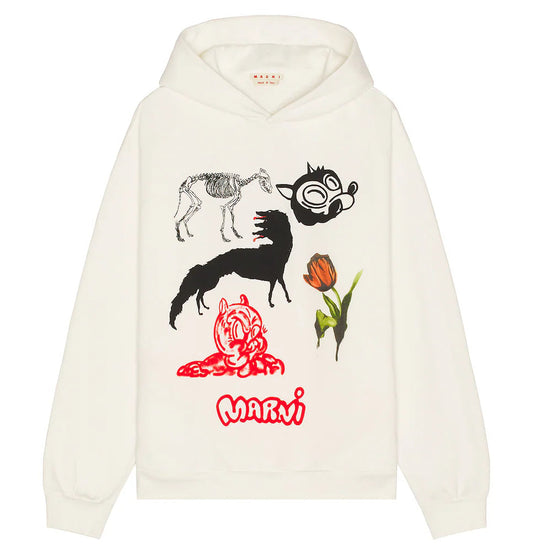 Graphic Hoodie in Natural White