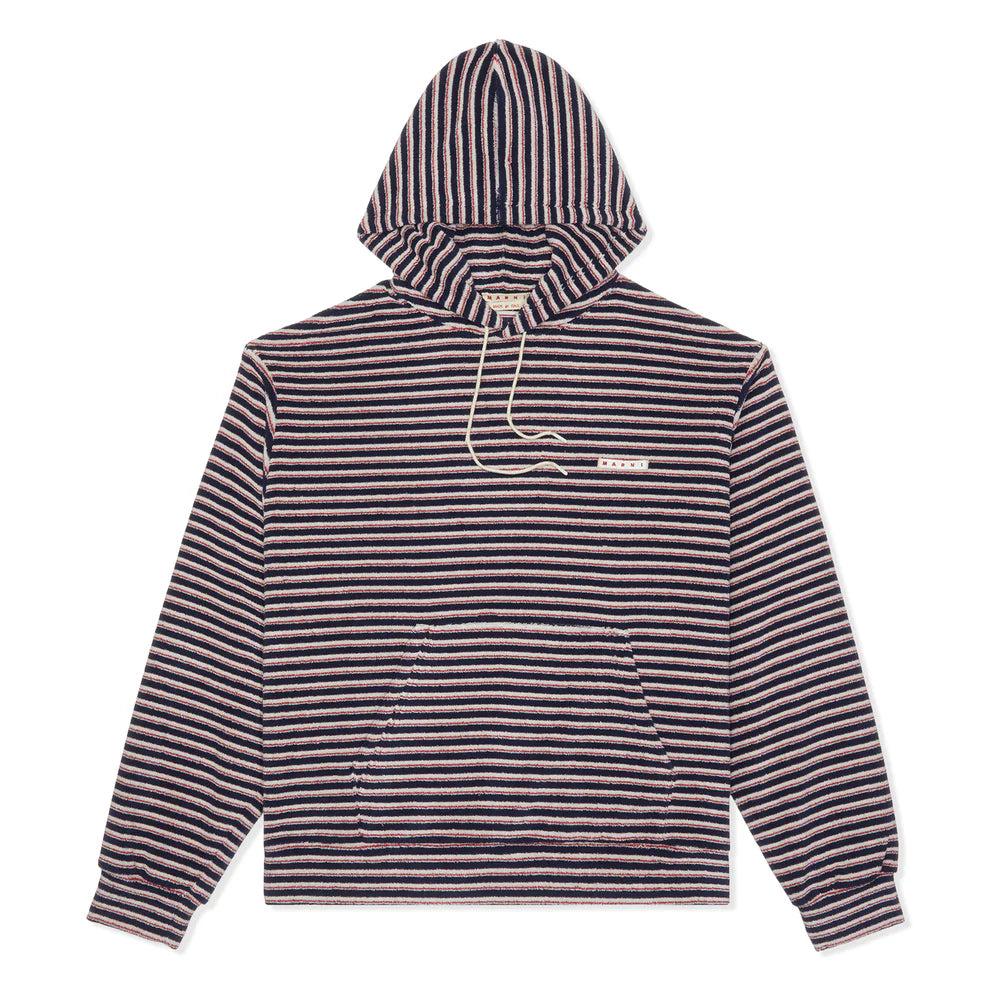 Layered Striped Hoodie in Red/Blue