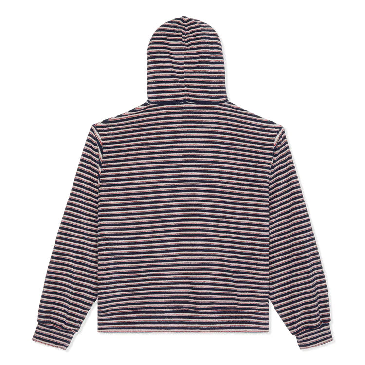 Layered Striped Hoodie in Red/Blue