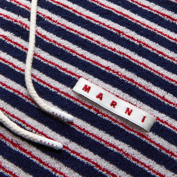 Layered Striped Hoodie in Red/Blue