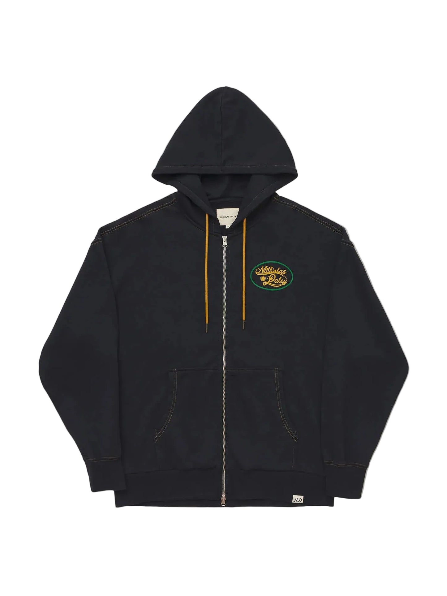 Roots Zip Up Hoodie in Black