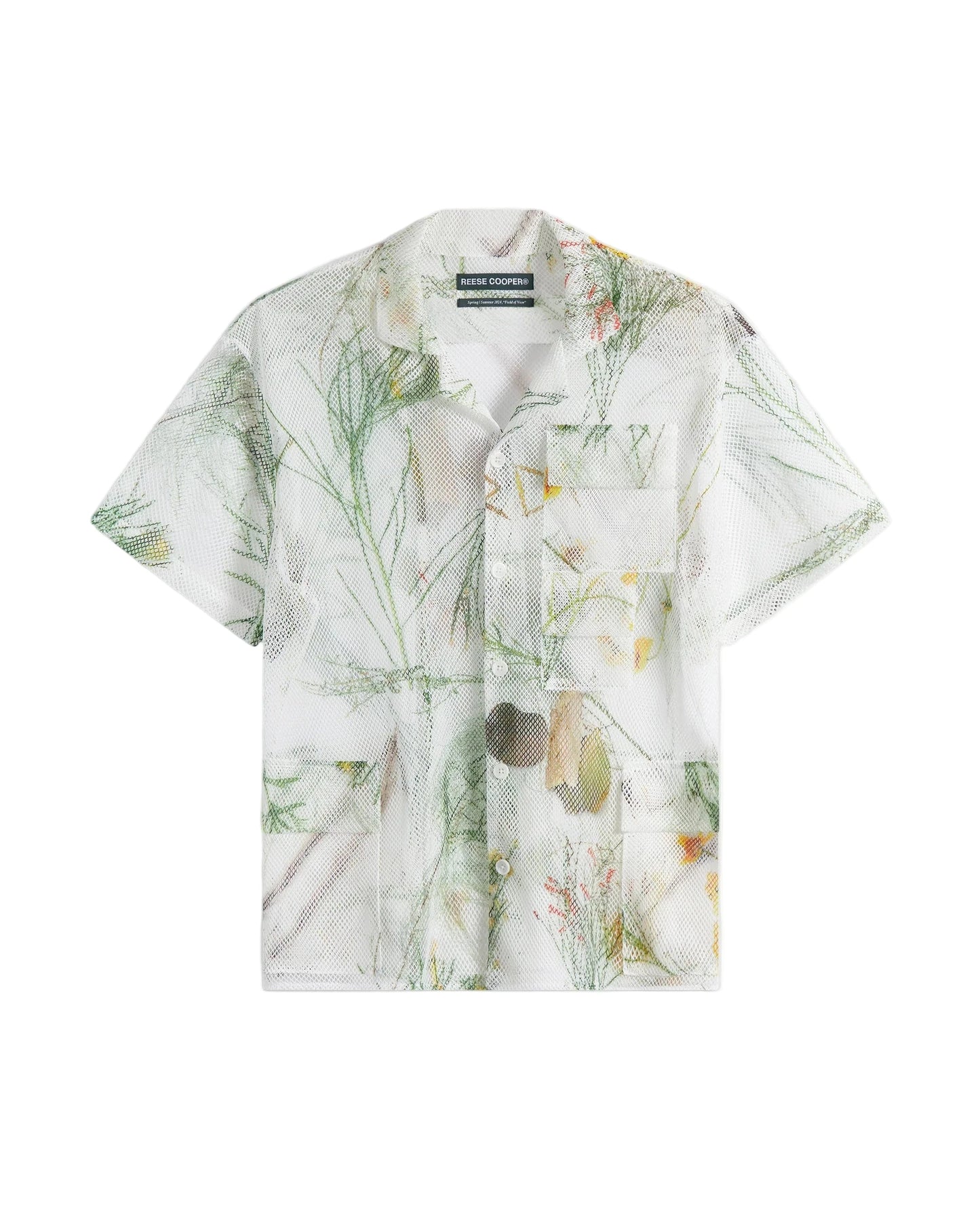 Desert Brush Printed Mesh Short Sleeve Cargo Shirt