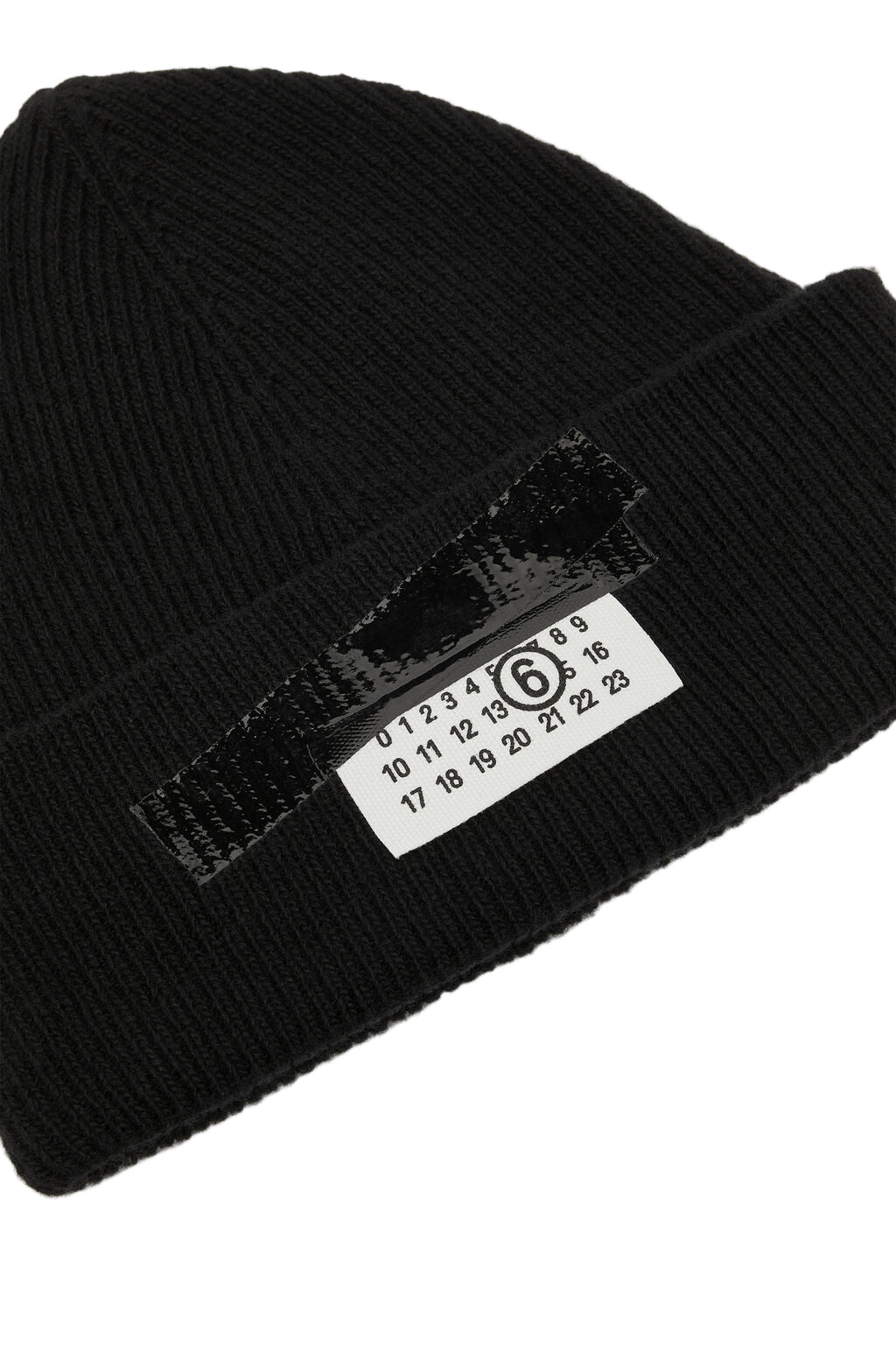 Tape Wool Blend Beanie in Black