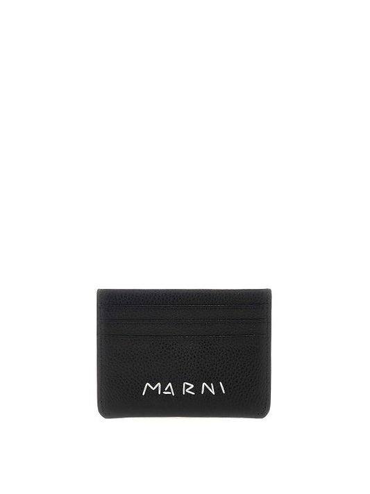 Cardholder with Mending Embroidering in Black