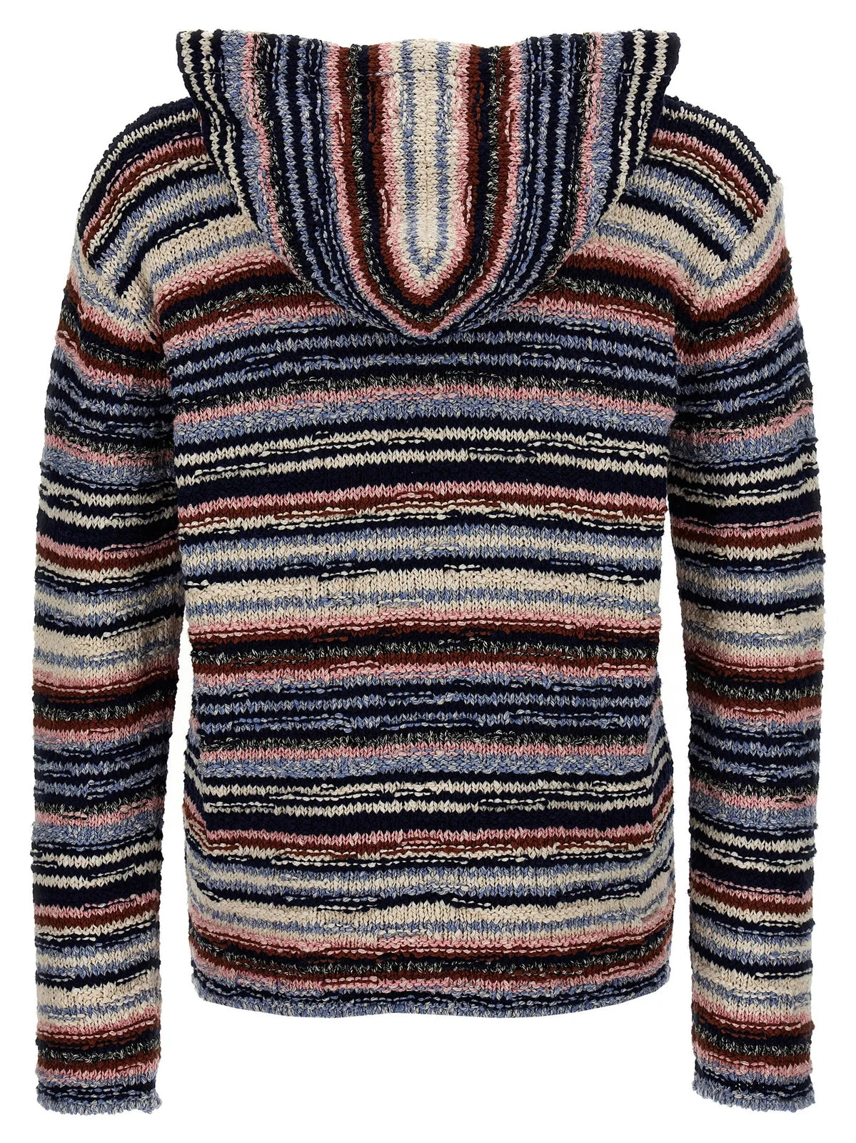 Striped Hooded Knitted Jumper in Opal