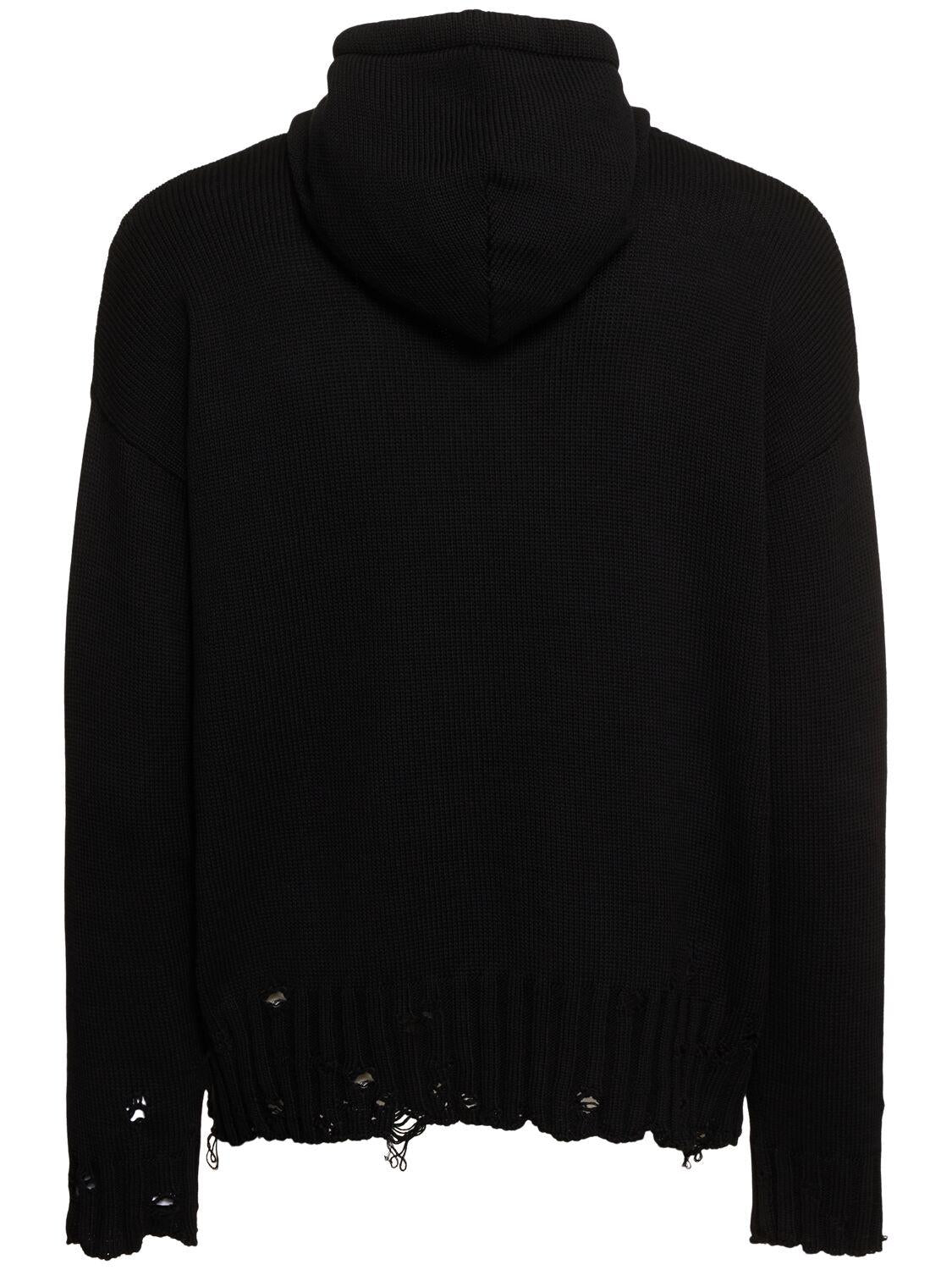 Disheveled Mending Hoodie in Black