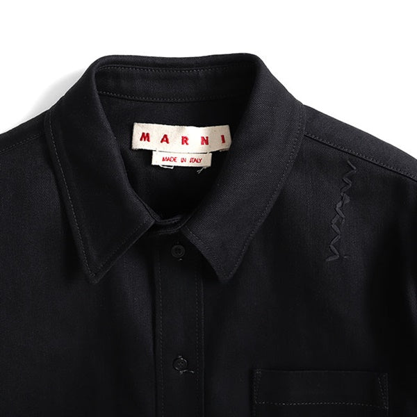 Soft Cotton Denim Shirt in Black