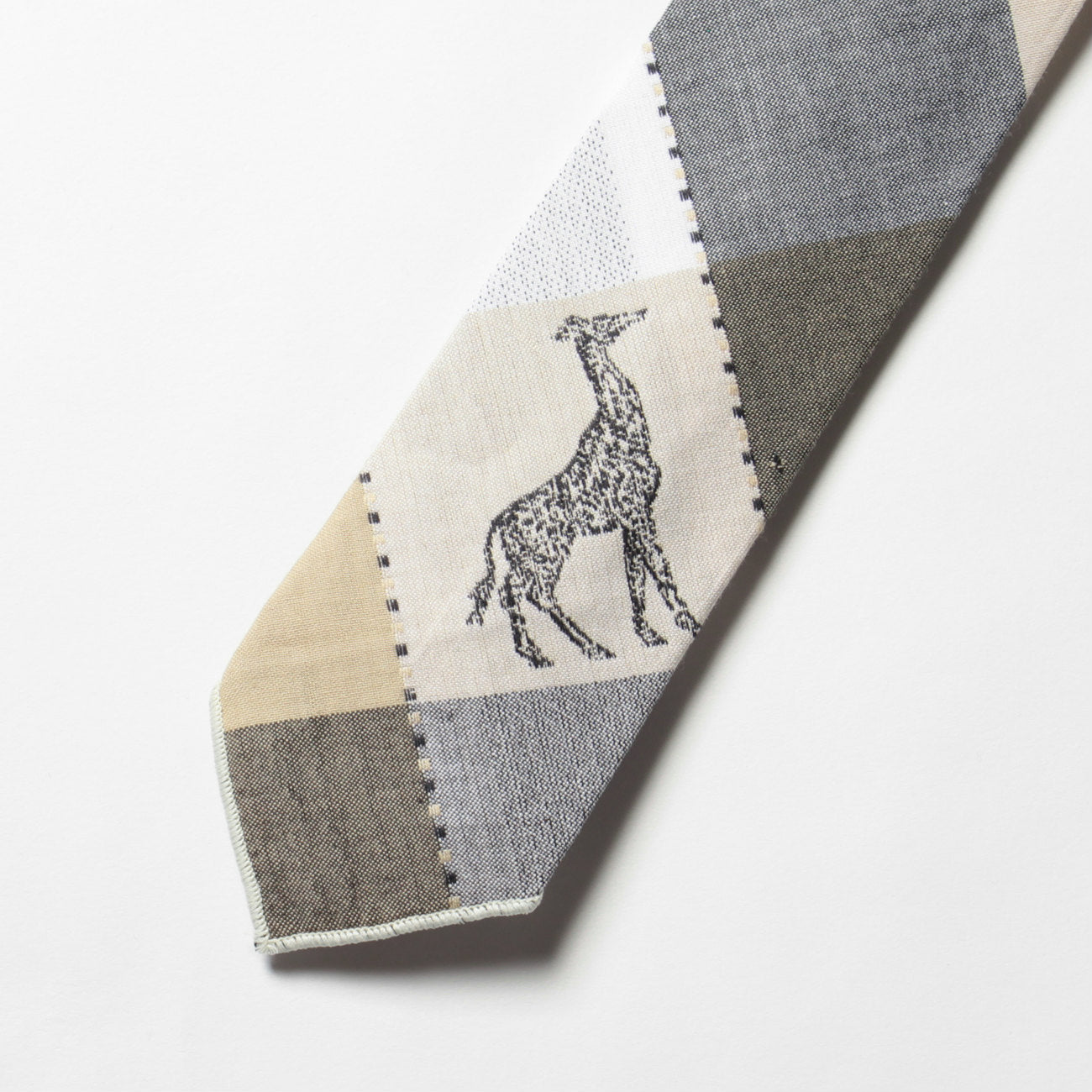 Cotton Giraffe Jacquard Tie in Beige