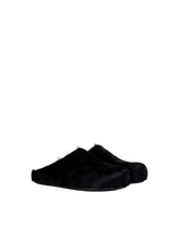 Load image into Gallery viewer, Fussbett Sabot Clog in Black Long Haircalfskin