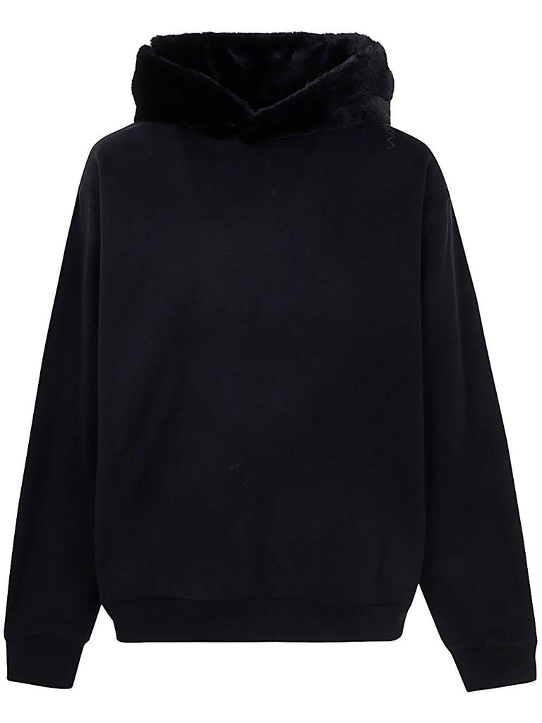 Faux-Fur Hoodie in Black