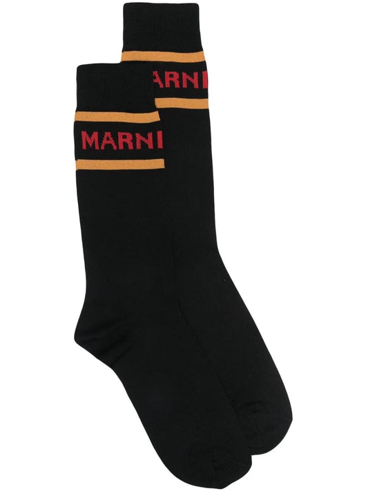 Techno Logo Socks in Black