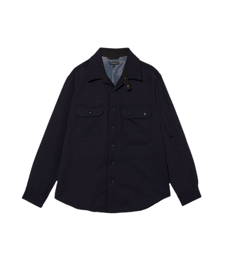 CPO Shirt Jacket in Dark Navy Heavy Wool Elastique