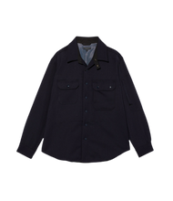 Load image into Gallery viewer, CPO Shirt Jacket in Dark Navy Heavy Wool Elastique