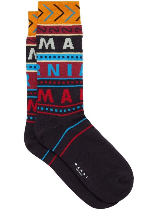 Multi-Logo Socks in Black