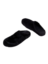 Load image into Gallery viewer, Fussbett Sabot Clog in Black Long Haircalfskin