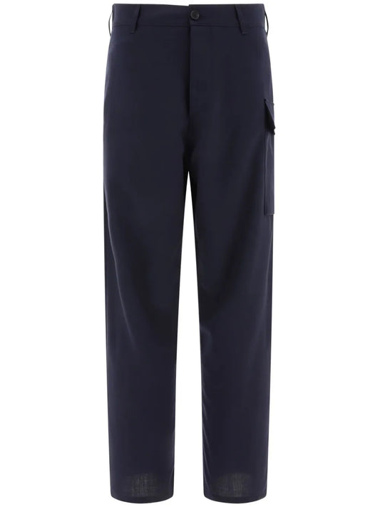 Logo-Embroidered Cargo Trousers in Deep Blue