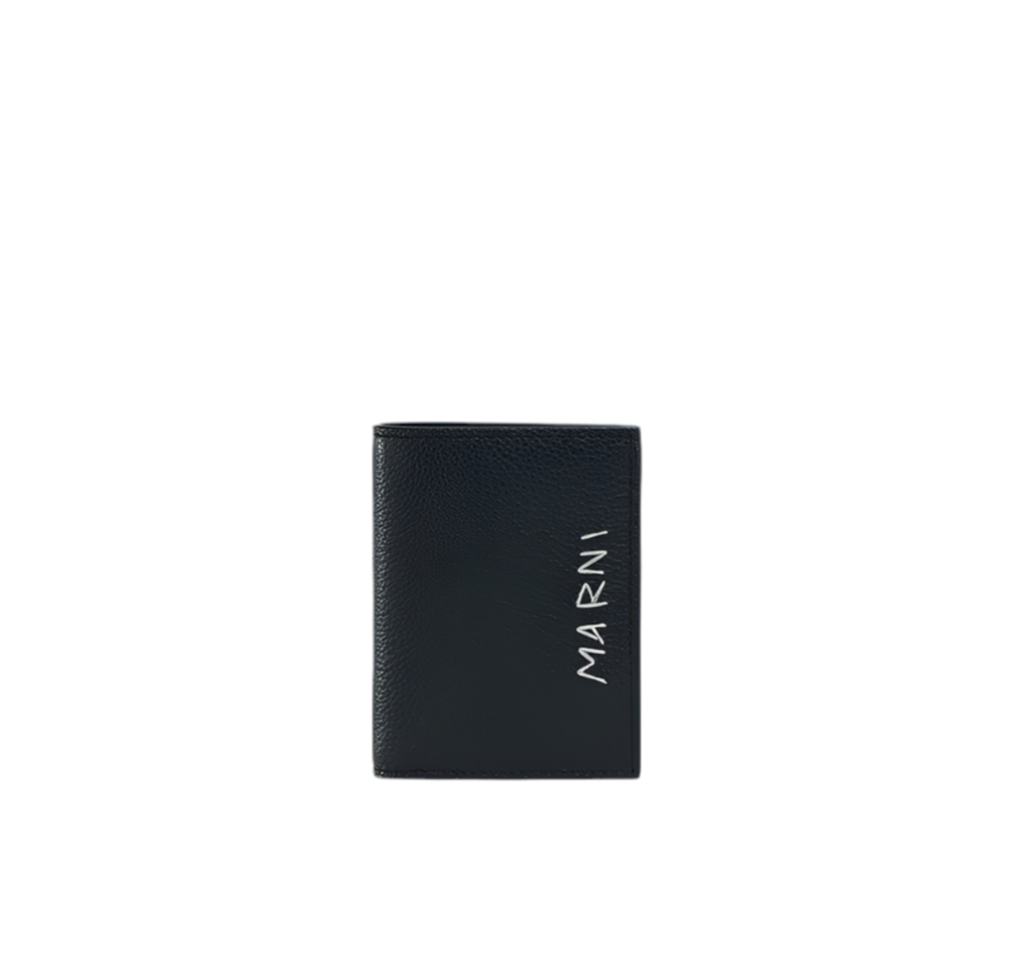 Leather Bifold Wallet with Marni Mending Embroidery in Black