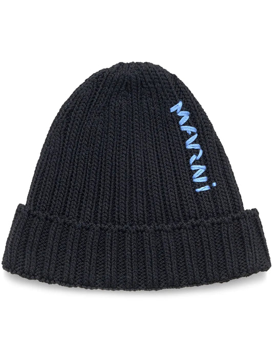 Embroidered Logo Beanie in Navy