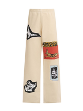 Load image into Gallery viewer, Denim Patch Graphic Pants in Cream