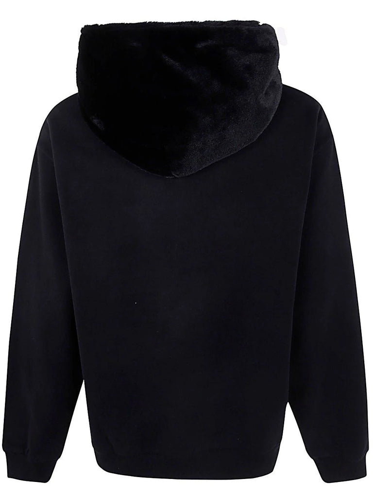 Faux-Fur Hoodie in Black