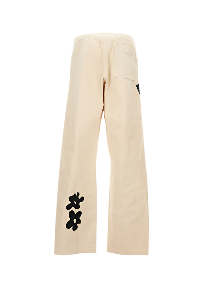 Denim Patch Graphic Pants in Cream