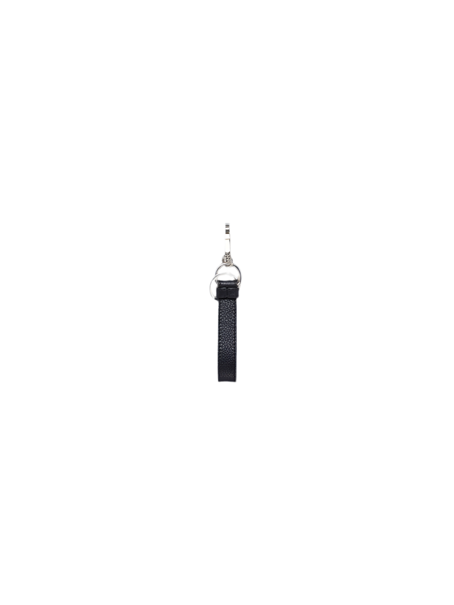 Leather Keyring with Marni Mending Embroidery In Black
