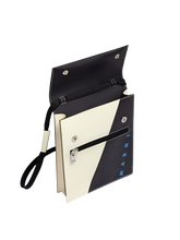 Load image into Gallery viewer, Tribeca Pouch with Shoelace Strap in Black/White
