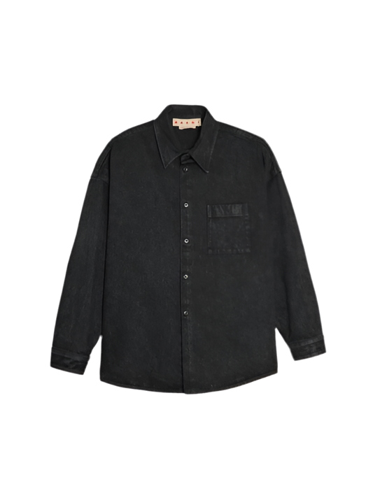 Marble Dyed Denim Shirt in Black