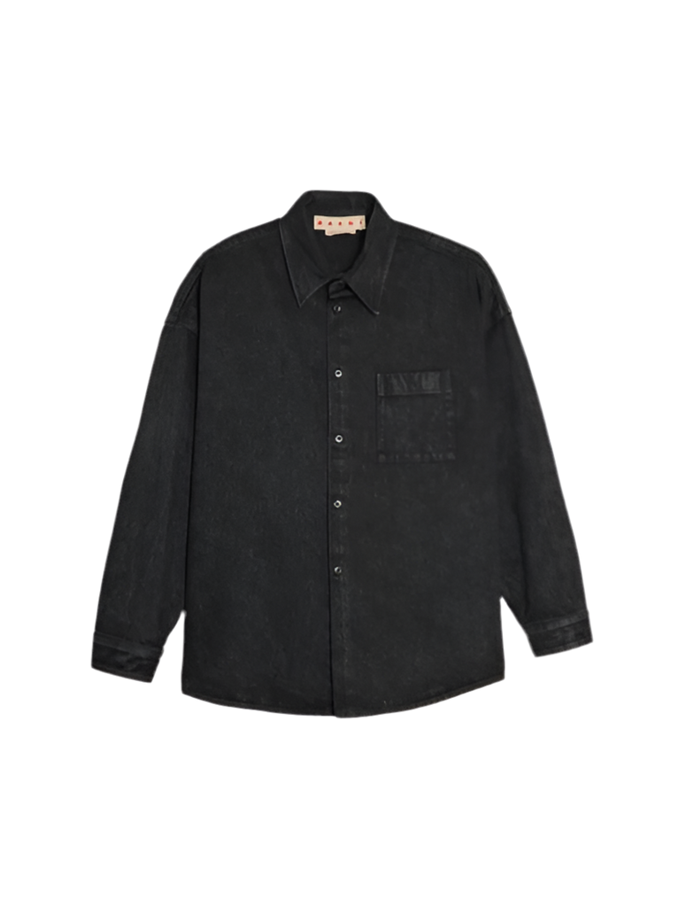 Marble Dyed Denim Shirt in Black